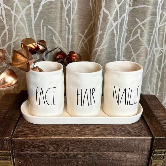 RAE DUNN OG CADDY BATH HOME FACE HAIR NAILS DIMPLES NEW HTF RD - Picture 2 of 4